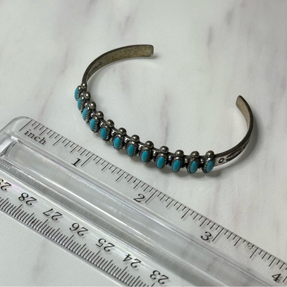 Native American Vintage Artisan Sterling+Turquoise Cuff Bracelet - Picture 5 of 12